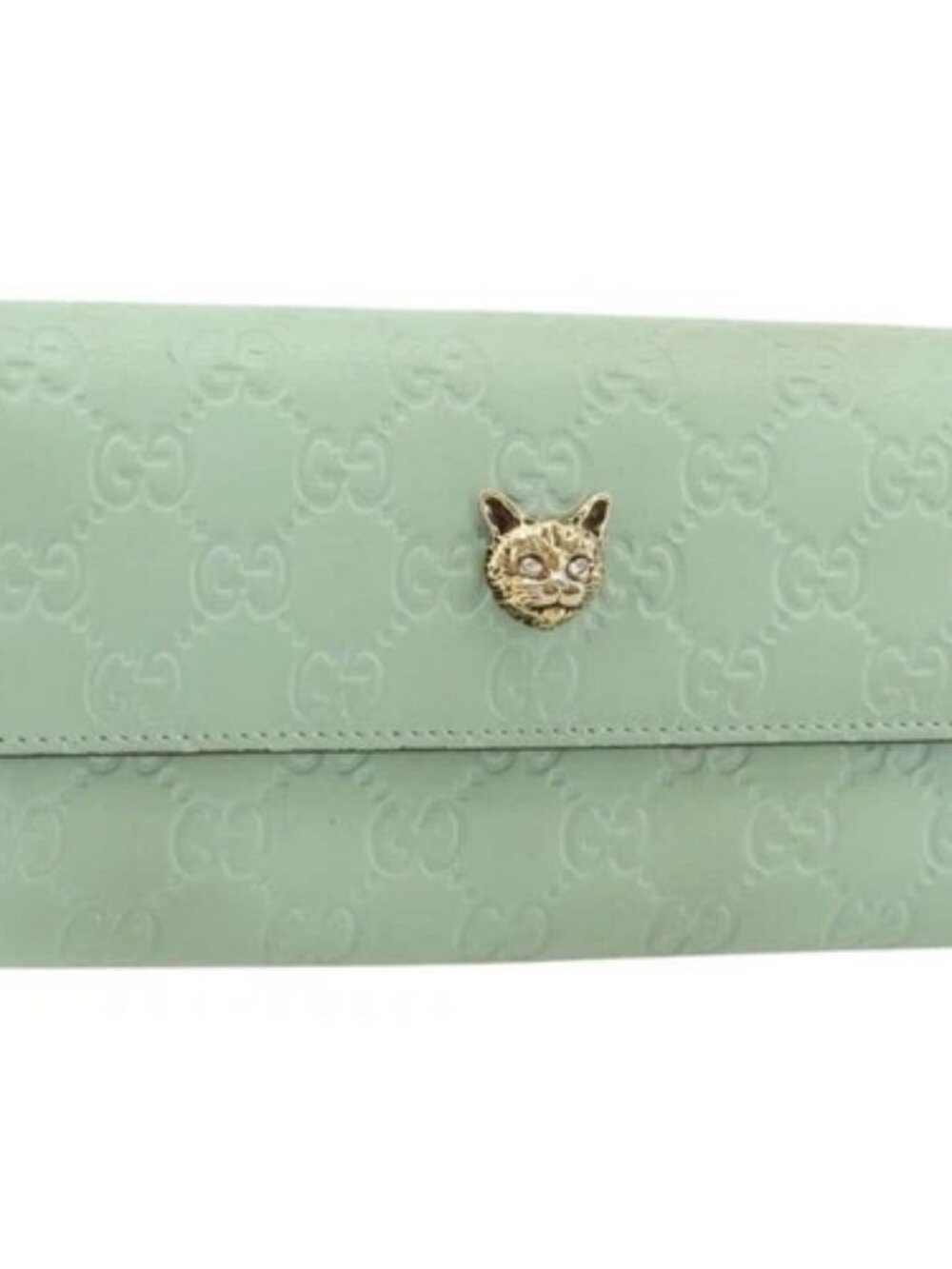 GUCCI GG Canvas Guccissima Long Wallet Leather Green Gold 548055 Auth bs35079A - Picture 1 of 16